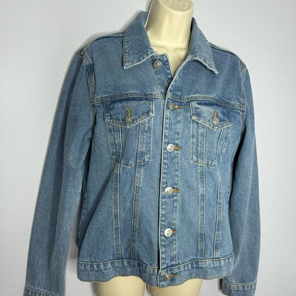 Hudson Women's Long Sleeve Cotton Denim Jean Jacket Solid Blue Women's 1X New - Picture 2 of 10